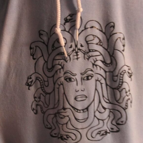 Mythcore Medusa Graphic Blue Tie Dye Hoodie Handmade XL - Picture 6 of 7